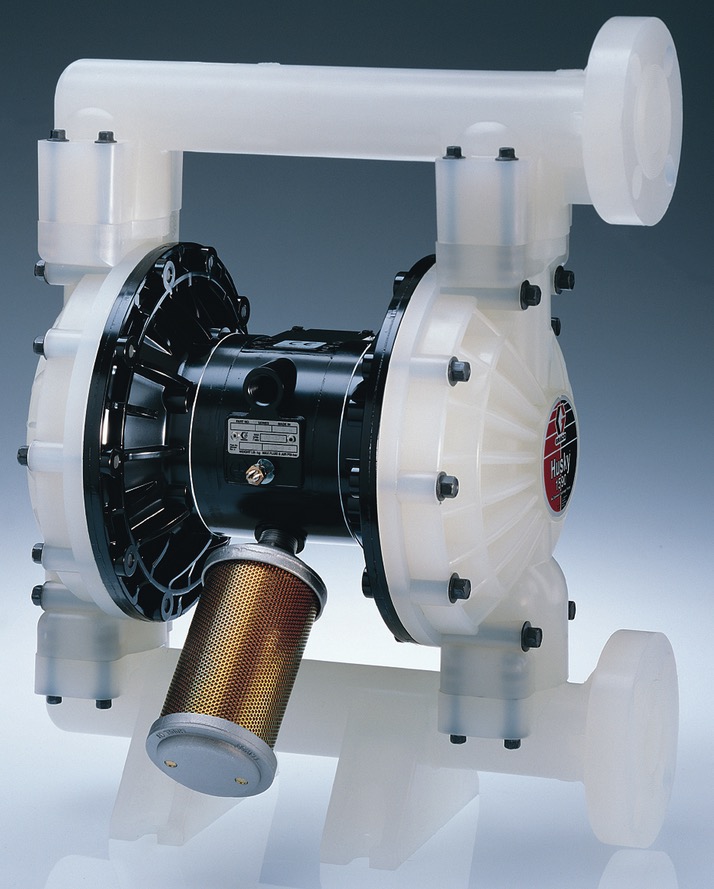 Husky 1590 PVDF Pump, Stainless Steel Center Section, Polypropylene Seats, PTFE Balls & PTFE Overmolded Diaphragm